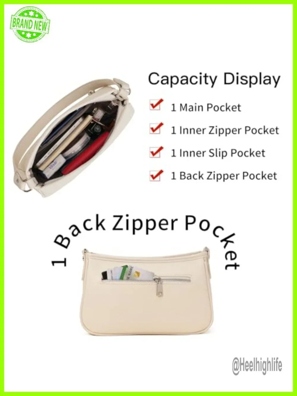Small Vegan Leather Hobo Crossbody Purse with Multiple Pockets